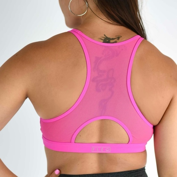 FLEO Maeve Sports Bra Light Support Black Mesh High Neck Racerback Size XS NWT - Picture 5 of 10